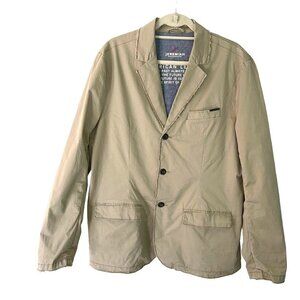 Jeremiah American Legacy Blazer Mens Size Large L Cotton Lined Flap Pockets Tan